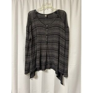 Free People We the Free slinky hacci swit Henley Black Gray M